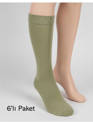 Balkonda Erkek Askeri Çorap Haki Yeşil 6'lı Ekonomik Paket Pamuk Cotton