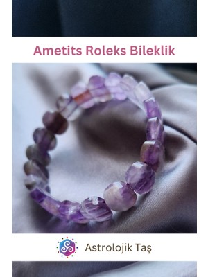 ASTRO STONES Ametits Doğal Taş Roleks Bileklik -Oval Ametits Taşı