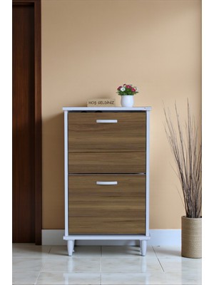 Eliusta Kalvo 52 cm Genişlikte Ceviz Renk Ayakkabılık 52X86X26 cm Ayaklı Ayakkabılık