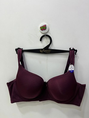 Nergiz Kadın Çizgi Desenli D Cup Toparlayıcı Bordo Sütyen