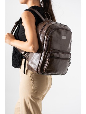 Baginn Yıkama Suni Deri Kadın Sırt Çantası Vegan Deri Bayan Sırt Çantası 30*20 cm Yumuşak Doku Çok Cepli