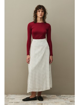 Fahhar Twill Puantiye Etek Ekru