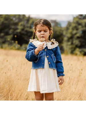 Cocosiss Denim Ceket Müslin Elbise 2'li Kız Çocuk Takım
