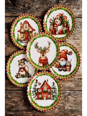 Yılbaşı 6 Kişilik 6 Model Servis Tabağı