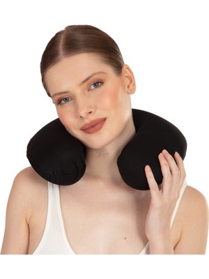 Özbience Konforlu Siyah Visco Seyahat Yastığı, Rahat Uyku ve Destek