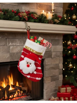 Parti Dükkanı Yılbaşı Süsü Çorap – Çizgili Noel Baba / 15 cm