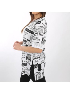 Yırtmaçlı Kadın T-Shirt