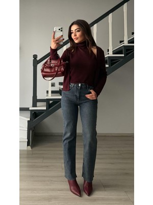 Oslove Koyu Mavi Likralı Push Up Straight Jean