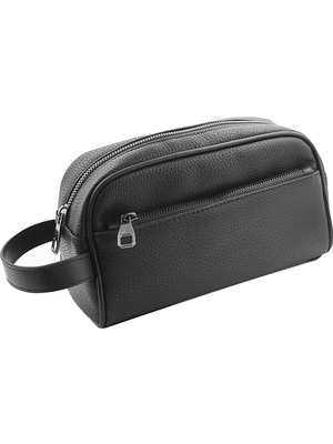 Özbience Unisex Suni Deri Günlük 2 Gözlü Portföy Tıraş ve Makyaj El Çantası