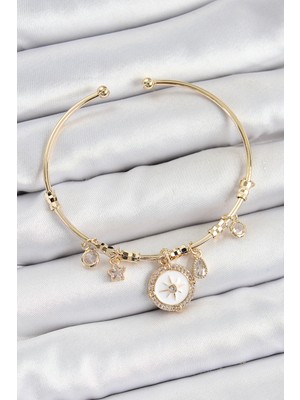 SHC4200 Pirinç Zirkon Taşlı Pusula Renk Charm Bileklik - TJ-BB7353