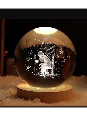 Özbience LED Işıklı Ahşap Standlı Sandalye Üstü Kristal Cam Küre