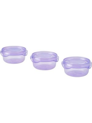 IKEA Mor Renkli şeffaf 4x7 Boyutlarında Mini Saklama Kabı (70 Ml) 3 Lü Set