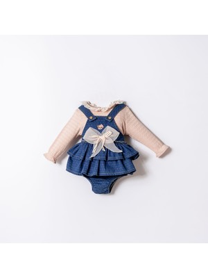 Cocosiss Cute Bear Nakışlı Kız Bebek Salopet Takım