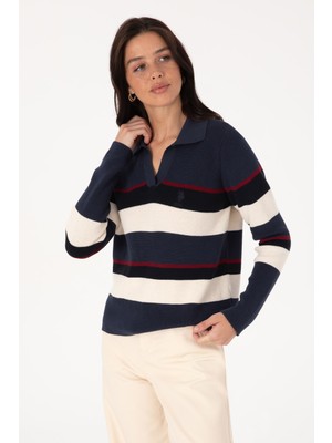 U.S. Polo Assn. Kadın Açık Lacivert Polo Yaka Kazak 50308850-VR059