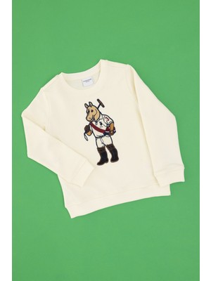 U.S. Polo Assn. Erkek Çocuk Krem Sweatshirt Kolsuz Düz Yaka 50316472-VR256 Tek Cepli Günlük Kullanım