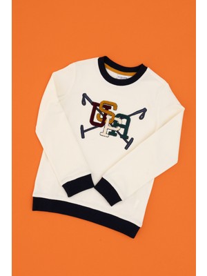 U.S. Polo Assn. Erkek Çocuk Krem İnce Bisiklet Yaka Sweatshirt 50315807-VR256