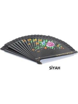 Özbience Doğal Ahşap Çift Taraflı Desenli Rüzgar Bambu Yelpaze