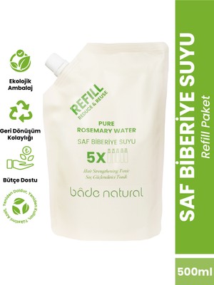 Bade Natural Biberiye Suyu Güçlendirıci Saç Toniği Refill Paket 500 ml