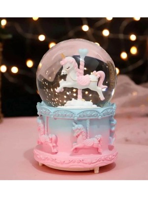 Özbience Işıklı Unicorn Atlı Karınca Mini Sihirli Kar Küresi 7x5 cm