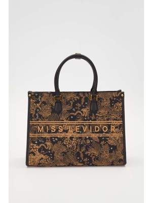 Levidor Lêvi D'or Siyah Baskı Detaylı Büyük El Çantası -930303