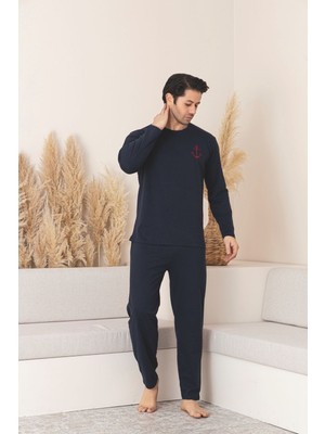 Meynur Moda Pamuklu Penye Uzun Kollu Erkek Pijama Takımı