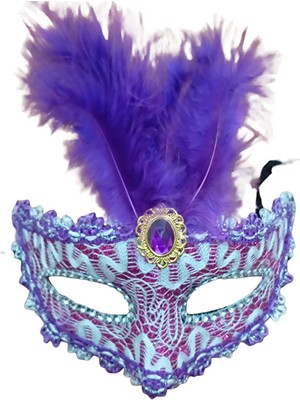 Nana & Mayka Moda Taşlı Mor Parti Maskesi – El Yapımı, Karnaval & Maskeli Balo Aksesuar Unisex
