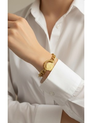 Hg.Aksesuar Kadın Dorika Toplu Tuğralı Çelik Bileklik