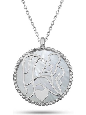 Özcömert Silver Gümüş Sedef Taşlı Anne Çocuk Sevgisi Kolye