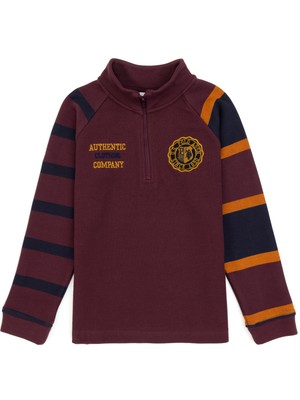 U.S. Polo Assn. Erkek Çocuk Bordo Yarım Fermuarlı Sweatshirt 50308557-VR177