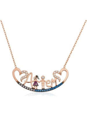 Özcömert Silver Gümüş Rose Annem Yazılı Bayan Kolye