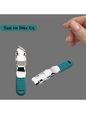 Uni Zer 2 Li Düz ve Yan Uçlu Tırnak Makası Batık Tırnak Makası Seti Yeşil
