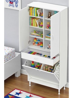 Eliusta Reli Dolap Beyaz Çok Kullanımlı 70 cm Eninde Banyo Dolabı 70X171X32,5 cm 2 Kapak 6 Raf Dolap