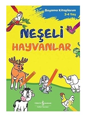 İş Bankası Kültür Yayınları Neşeli Hayvanlar - Boyama Kitaplarım 3-4 Yaş + Okul Öncesi Dikkat Alıştırmaları Set