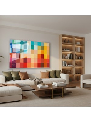 Tablonhazır Yatay Cam Tablo Salon Duvar Tablosu Yatay Cam Piksel Soyut Desenler Yeni Ev Hediyesi Ofis Tablosu