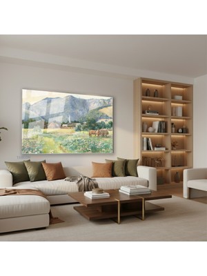 Tablonhazır Yatay Cam Tablo Salon Duvar Tablosu Yatay Cam Vintagekirsalmanzarasi Yeni Ev Hediyesi Ofis Tablosu