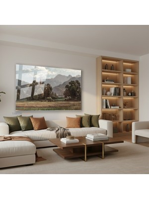 Tablonhazır Yatay Cam Tablo Salon Duvar Tablosu Yatay Cam Vintagekirsalmanzarasi5 Yeni Ev Hediyesi Ofis Tablosu