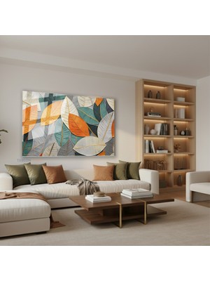 Tablonhazır Yatay Cam Tablo Salon Duvar Tablosu Yatay Cam Renkliyapraklar Yeni Ev Hediyesi Ofis Tablosu