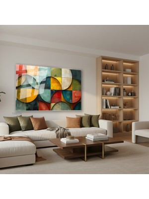 Tablonhazır Yatay Cam Tablo Salon Duvar Tablosu Yatay Cam Geometriksekiller2 Yeni Ev Hediyesi Ofis Tablosu