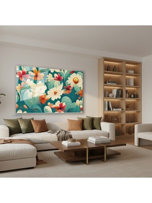 Tablonhazır Yatay Cam Tablo Salon Duvar Tablosu Yatay Cam Renklicicekler1 Yeni Ev Hediyesi Ofis Tablosu