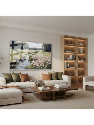 Tablonhazır Yatay Cam Tablo Salon Duvar Tablosu Yatay Cam Yesildogamanzarasi2 Yeni Ev Hediyesi Ofis Tablosu