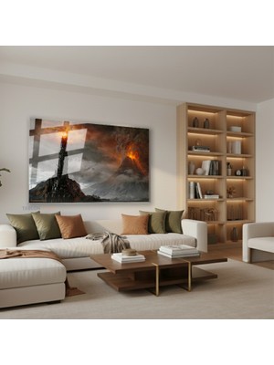 Tablonhazır Yatay Cam Tablo Salon Duvar Tablosu Yatay Cam Lotr Mordor Gercekci Yeni Ev Hediyesi Ofis Tablosu