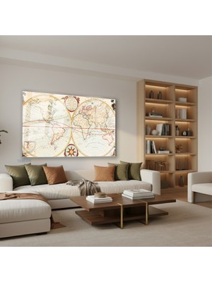 Tablonhazır Yatay Cam Tablo Salon Duvar Tablosu Yatay Cam Yenidunyaharitasi Yeni Ev Hediyesi Ofis Tablosu