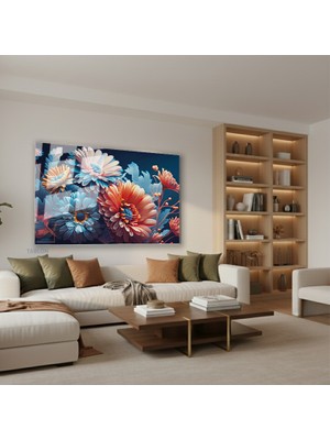 Tablonhazır Yatay Cam Tablo Salon Duvar Tablosu Yatay Cam Rengarenkcicekler Yeni Ev Hediyesi Ofis Tablosu