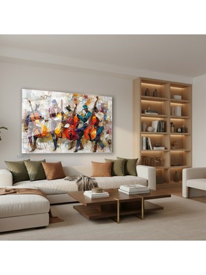 Tablonhazır Yatay Cam Tablo Salon Duvar Tablosu Yatay Cam Cellocu Adamlar Yeni Ev Hediyesi Ofis Tablosu