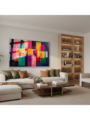 Tablonhazır Yatay Cam Tablo Salon Duvar Tablosu Yatay Cam Geometriksekiller5 Yeni Ev Hediyesi Ofis Tablosu