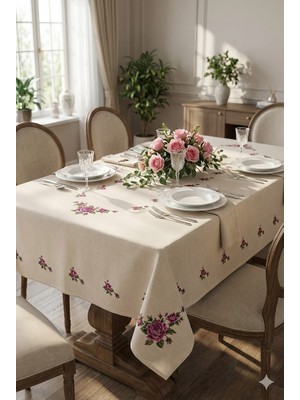 Dertsiz Canlı Renkli Masaörtüsü Dijital Baskı Leke Tutmaz Masa Örtüsü