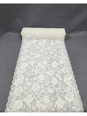 Başak Ev Tekstili Pvc Küpür Dantel Raf ve Dolap Örtüsü Runner Krem 40 cm Eninde