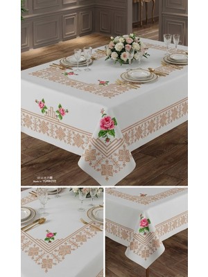 Dertsiz Canlı Renkli Masaörtüsü Dijital Baskı Leke Tutmaz Masa Örtüsü