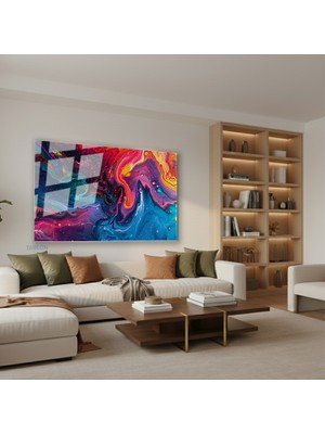 Tablonhazır Yatay Cam Tablo Salon Duvar Tablosu Yatay Cam Renksoleni Yeni Ev Hediyesi Ofis Tablosu