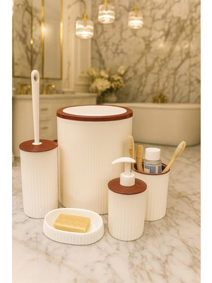 Özbience Şık Yuvarlak Banyo Seti, Beyaz, 6 Litre Hacimli, Pratik ve Kullanışlı